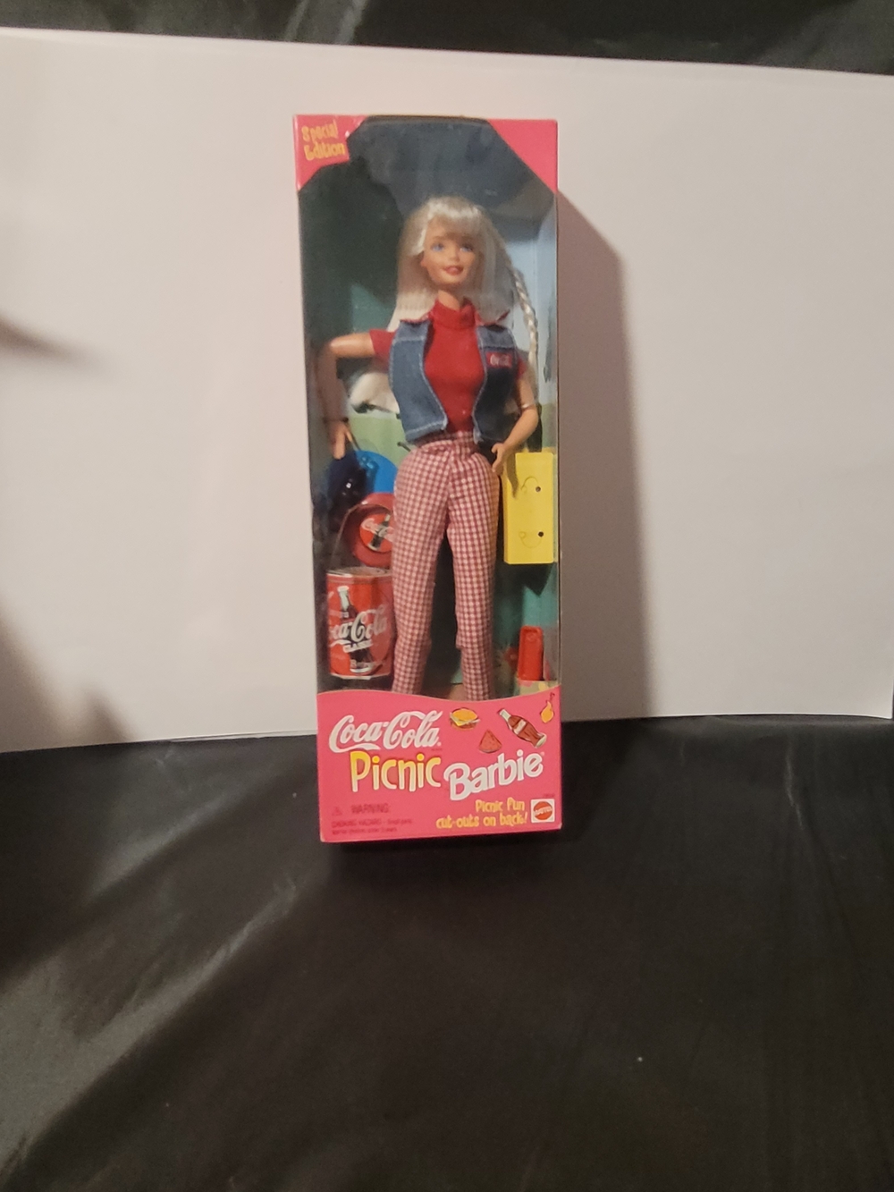 Mattel Coca-Cola Picnic Barbie - Red Top, Blue Vest, Red & White Gingham Pants